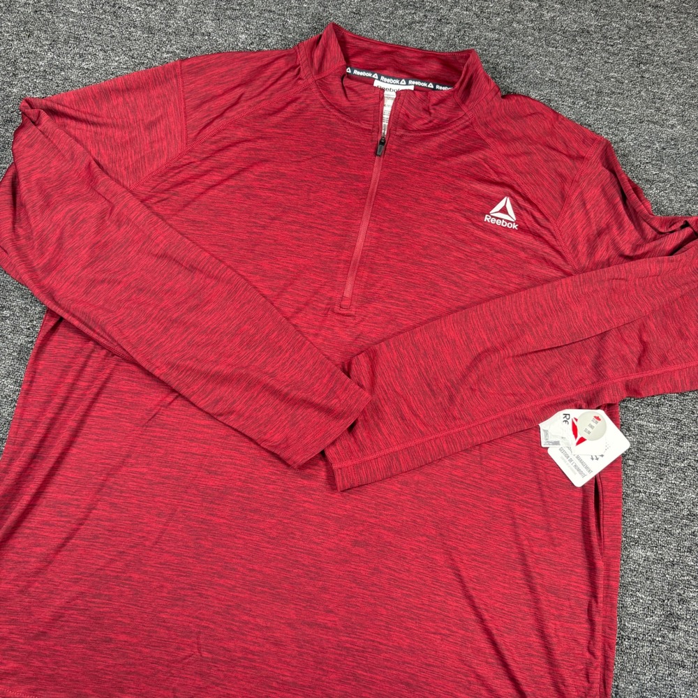 Reebok Quarter Zip Pullover Mens 3XL Red Heathered Long Sleeve REM241TL07 NEW